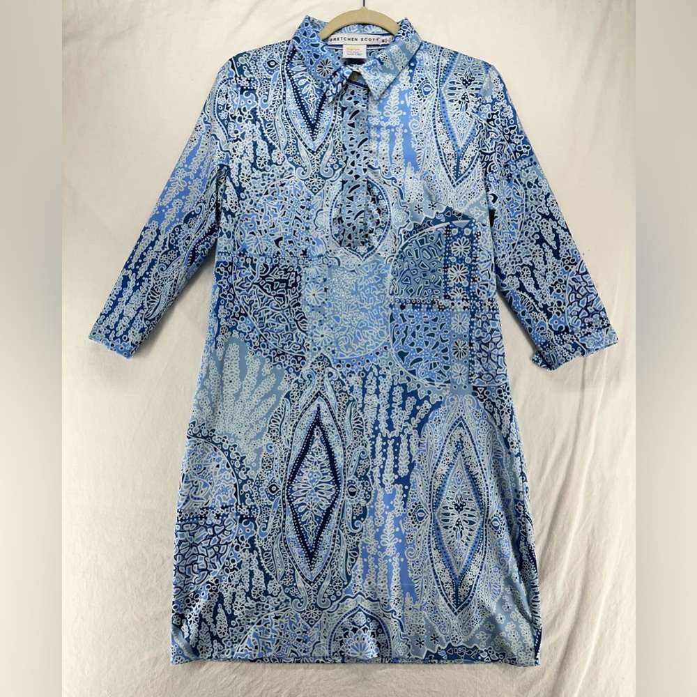 Gretchen Scott Everywhere Dress Jersey Grand Bazaar Women’s M Blue White